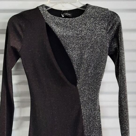 Naked Wardrobe Dress Womens Extra Small XS Black Silver Evening Gown Maxi - Picture 9 of 11